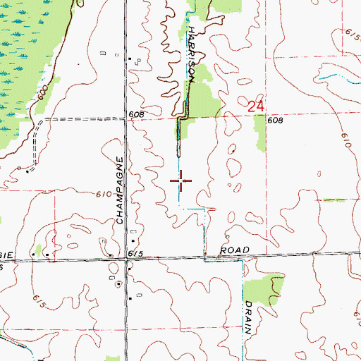 Topographic Map of Harrison Drain, MI