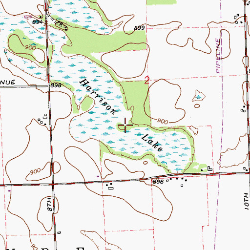 Topographic Map of Harrison Lake, MI