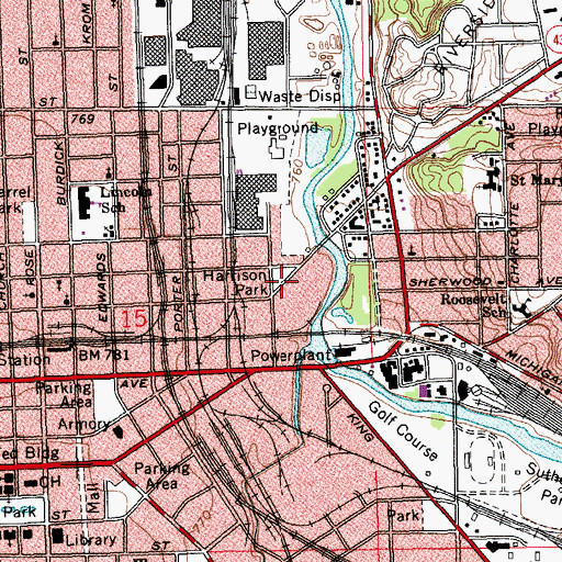 Topographic Map of Harrison Park, MI