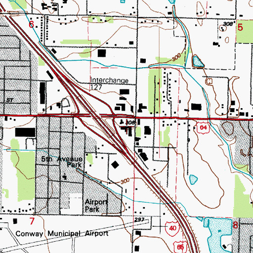 Topographic Map of Faulkner Plaza Shopping Center, AR