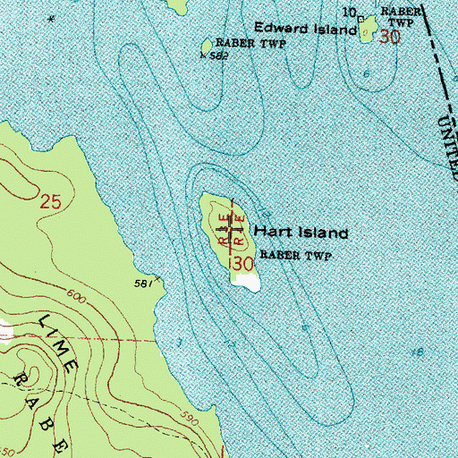 Topographic Map of Hart Island, MI