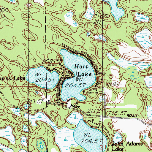 Topographic Map of Hart Lake, MI