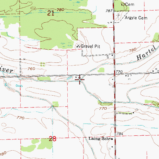 Topographic Map of Hartel Drain, MI
