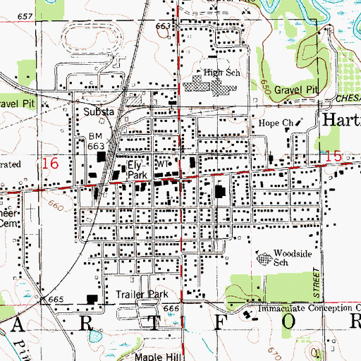 Topographic Map of Hartford, MI