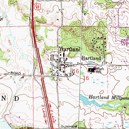 Topographic Map of Hartland, MI