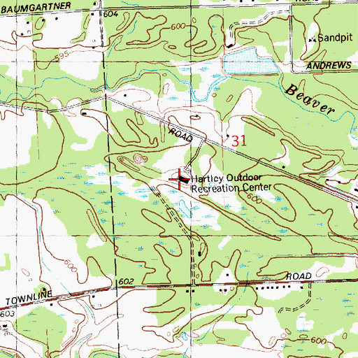 Topographic Map of Hartley Outdoor Recreation Center, MI