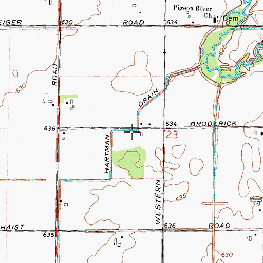 Topographic Map of Hartman Drain, MI