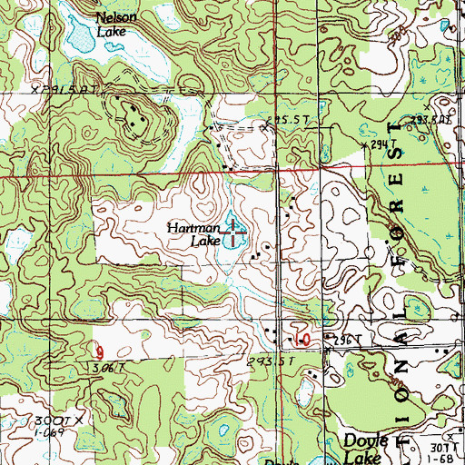 Topographic Map of Hartman Lake, MI