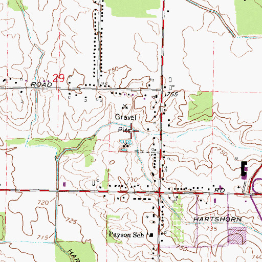 Topographic Map of Hartshorn Drain, MI