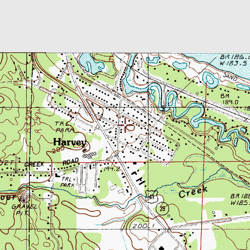 Topographic Map of Harvey, MI