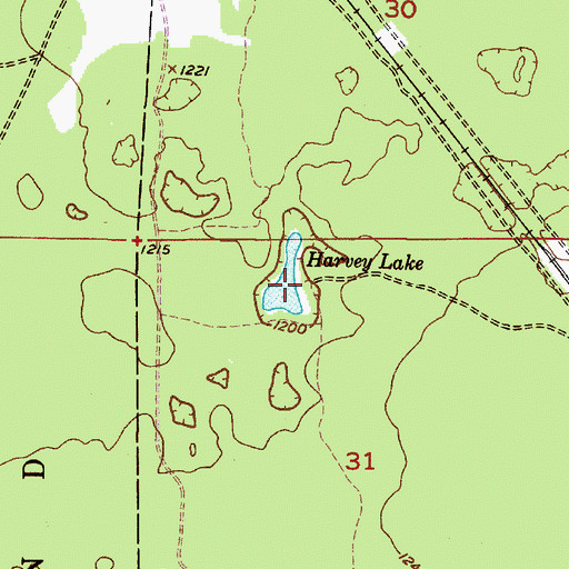 Topographic Map of Harvey Lake, MI