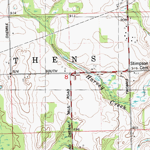 Topographic Map of Harvey School, MI