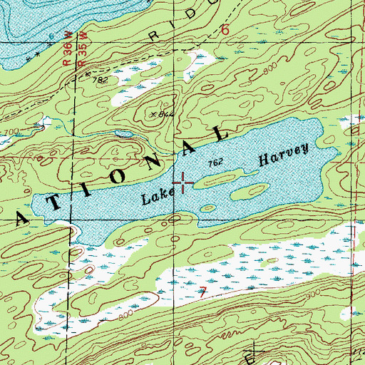 Topographic Map of Lake Harvey, MI