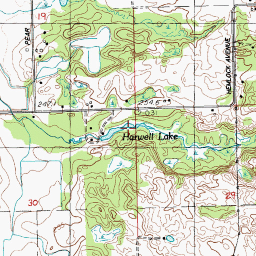 Topographic Map of Harwell Lake, MI