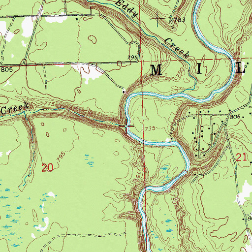 Topographic Map of Harwood Creek, MI
