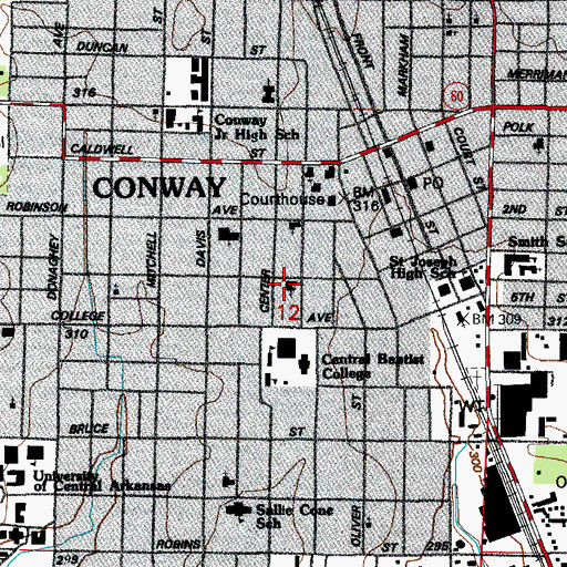 Topographic Map of First Church of the Nazarene, AR