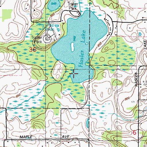 Topographic Map of Hasler Inlet, MI
