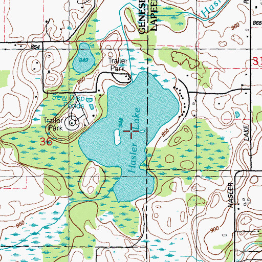 Topographic Map of Hasley Lake, MI