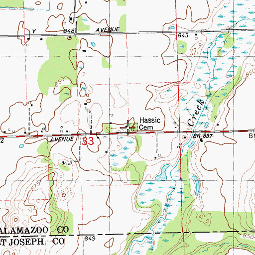 Topographic Map of Hassic Cemetery, MI