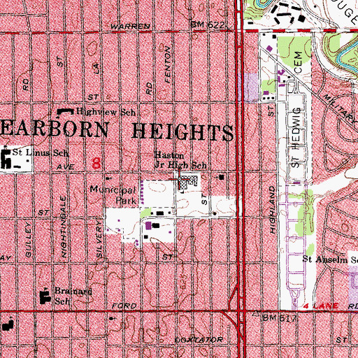 Topographic Map of Haston Junior High School, MI