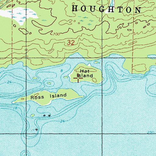 Topographic Map of Hat Island, MI