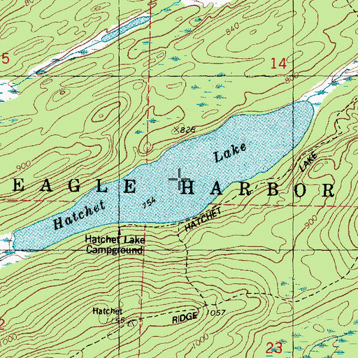 Topographic Map of Hatchet Lake, MI