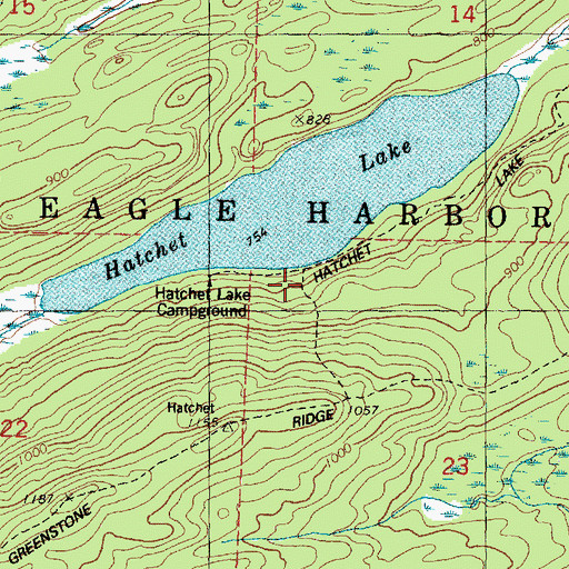 Topographic Map of Hatchet Lake Campground, MI