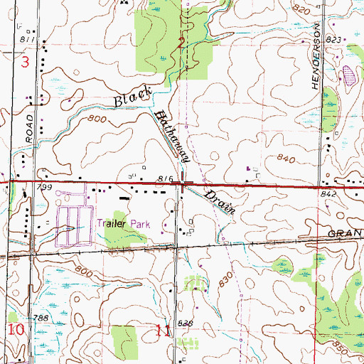 Topographic Map of Hathaway Drain, MI