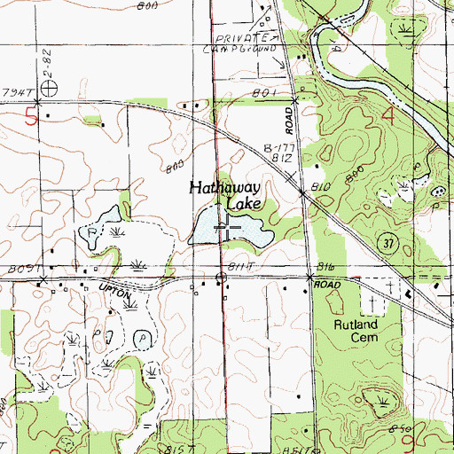 Topographic Map of Hathaway Lake, MI