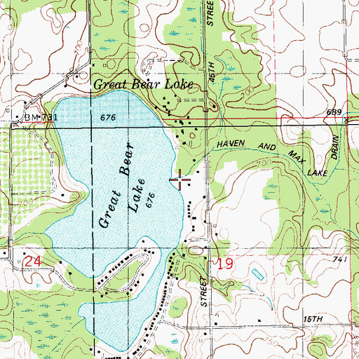 Topographic Map of Haven and Max Lake Drain, MI