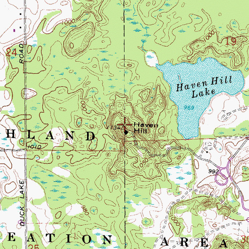 Topographic Map of Haven Hill, MI