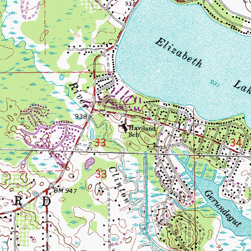 Topographic Map of Haviland School, MI