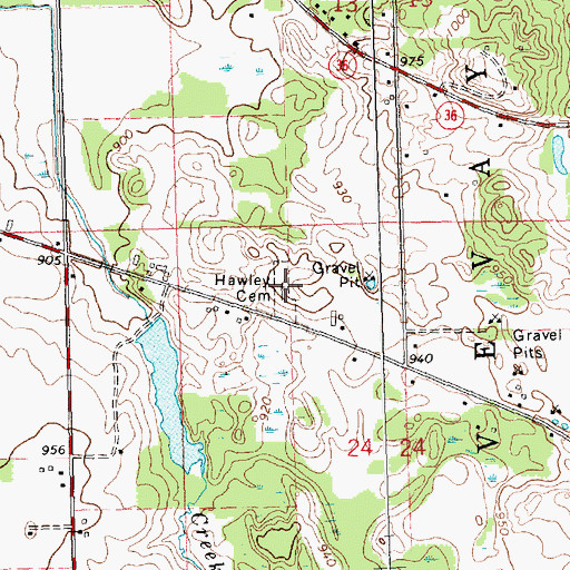Topographic Map of Hawley Cemetery, MI