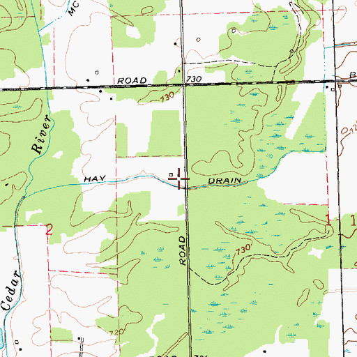 Topographic Map of Hay Drain, MI