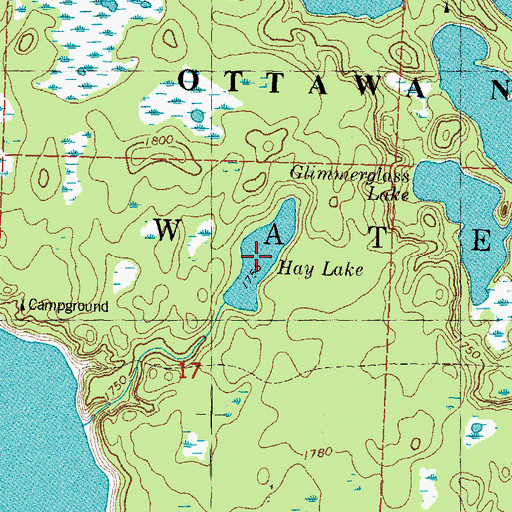 Topographic Map of Hay Lake, MI