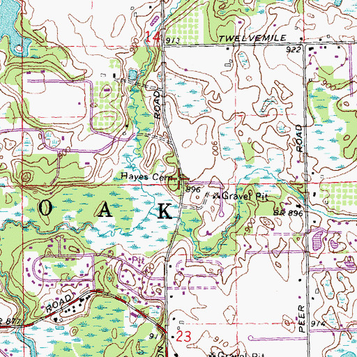 Topographic Map of Hayes Cemetery, MI