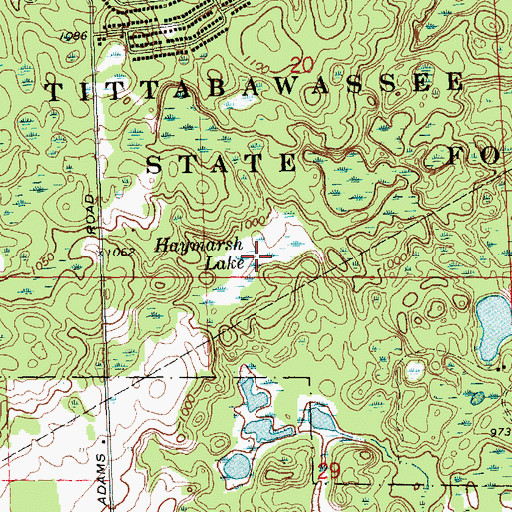 Topographic Map of Haymarsh Lake, MI