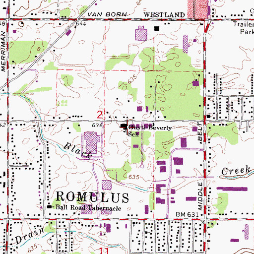 Topographic Map of Hayti-Beverly School, MI