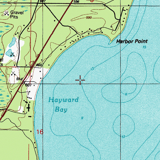 Topographic Map of Hayward Bay, MI