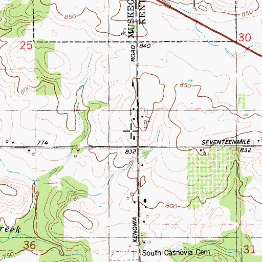 Topographic Map of Hayward School, MI