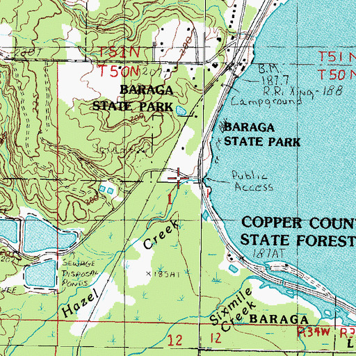 Topographic Map of Hazel Creek, MI