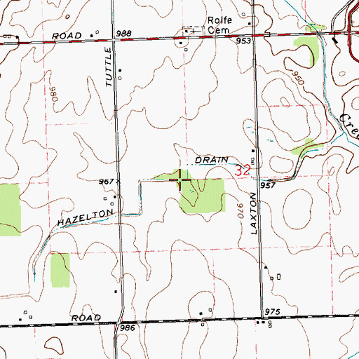 Topographic Map of Hazelton Drain, MI