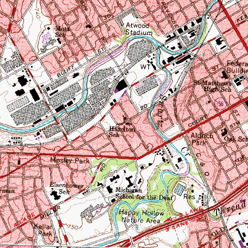 Topographic Map of Hazelton School, MI