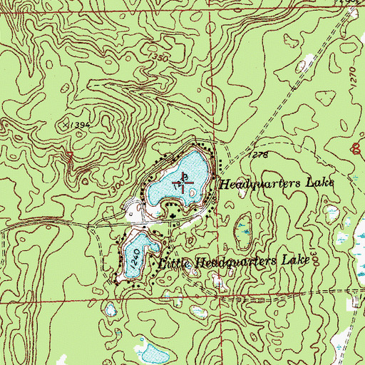 Topographic Map of Headquarters Lake, MI