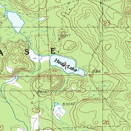 Topographic Map of Healy Lake, MI