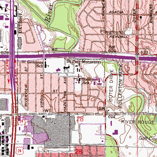 Topographic Map of Healy School, MI