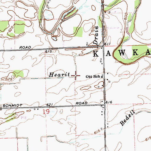 Topographic Map of Hearit Drain, MI
