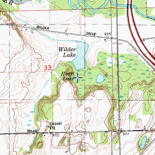 Topographic Map of Heart Lake, MI