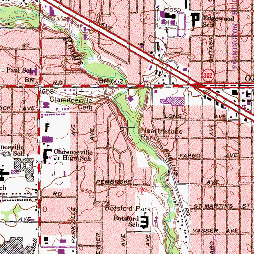Topographic Map of Hearthstone Park, MI