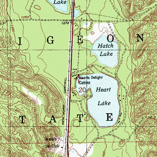 Topographic Map of Hearts Delight Cabins, MI